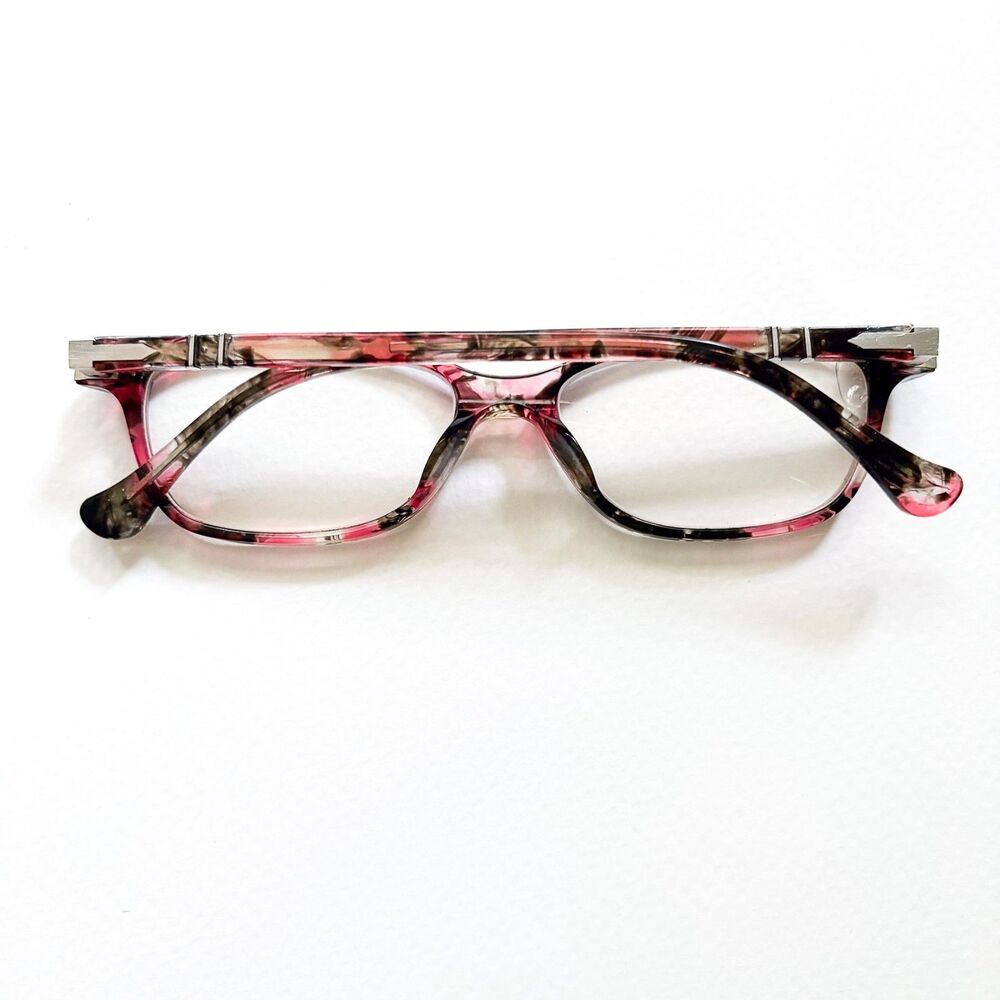 READ Persol Womens Eyeglasses Pink Pattern FRAMES ONLY Splayed Flared 52-16-140 - Picture 4 of 13